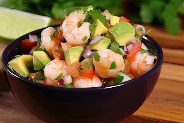 Salada de Abacate e Camarão