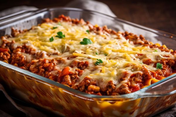 montagem da lasanha de carne moída