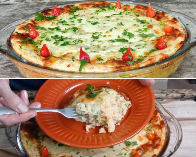 Servindo o Suflê de Bacalhau